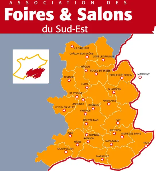 Carte de l'Association des Foires du Sud-Est de la France