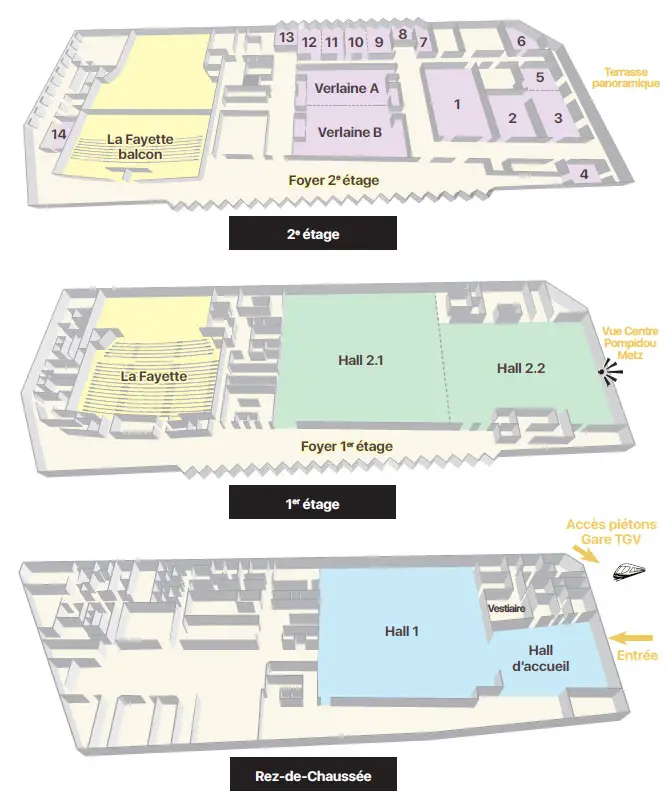 Plan des étages du palais des congrès de Metz Robert Schuman